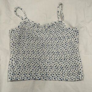 Blue floral Tilly’s cropped tank top, like new
